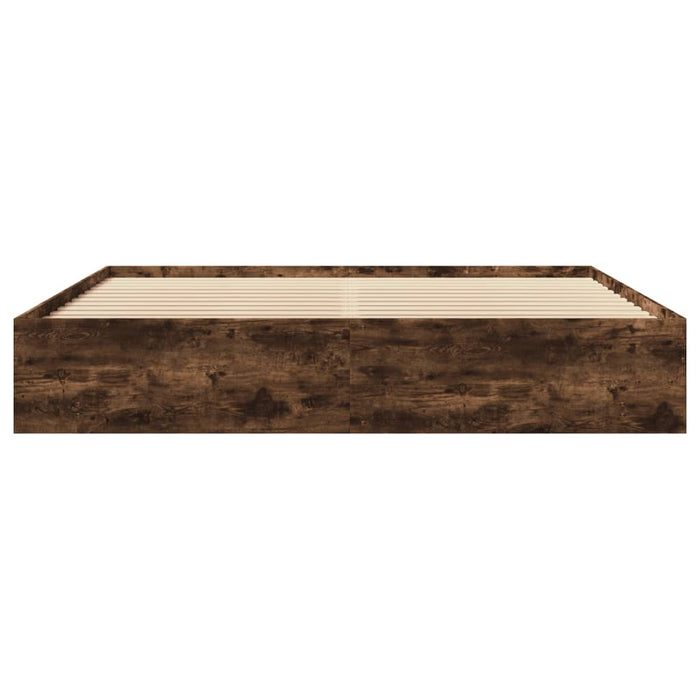 Cadru pat fără saltea Stejar afumat 200x200 cm Lemn prelucrat - WALTI WALTI