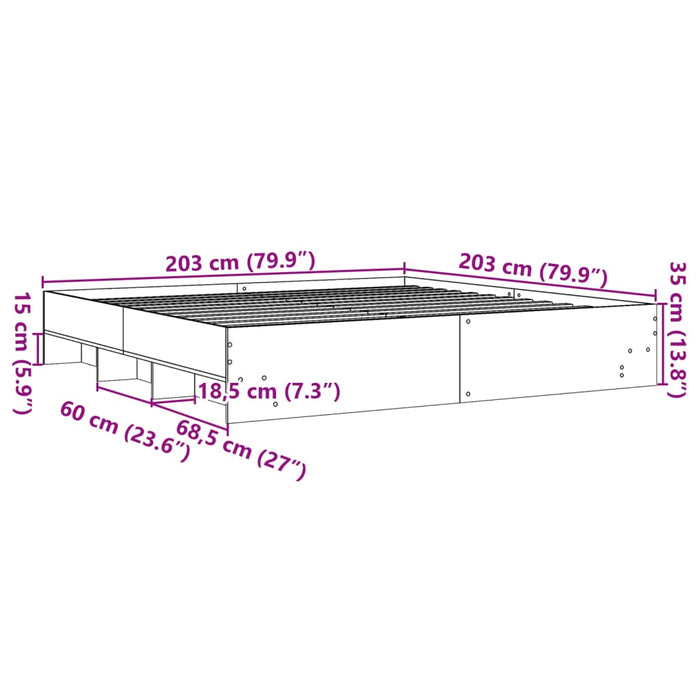 Cadru de pat, gri sonoma, 200x200 cm, lemn prelucrat - WALTI WALTI