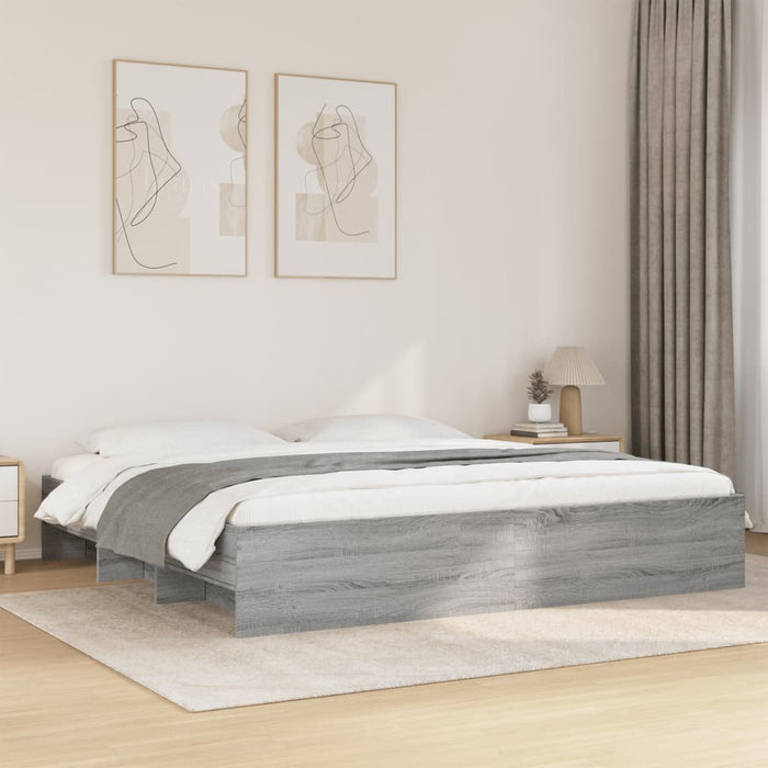 Cadru de pat, gri sonoma, 200x200 cm, lemn prelucrat - WALTI WALTI