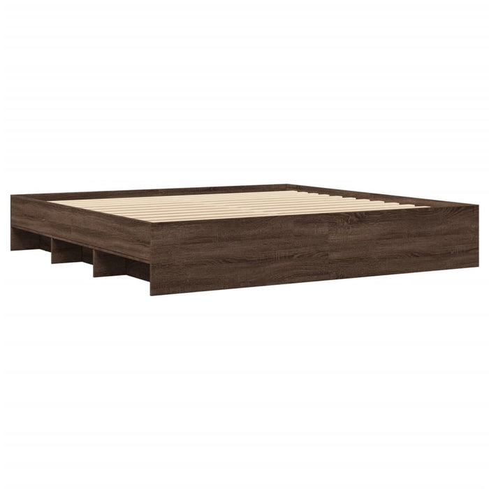 Cadru de pat fără saltea Stejar maro 200x200 cm Lemn prelucrat - WALTI WALTI