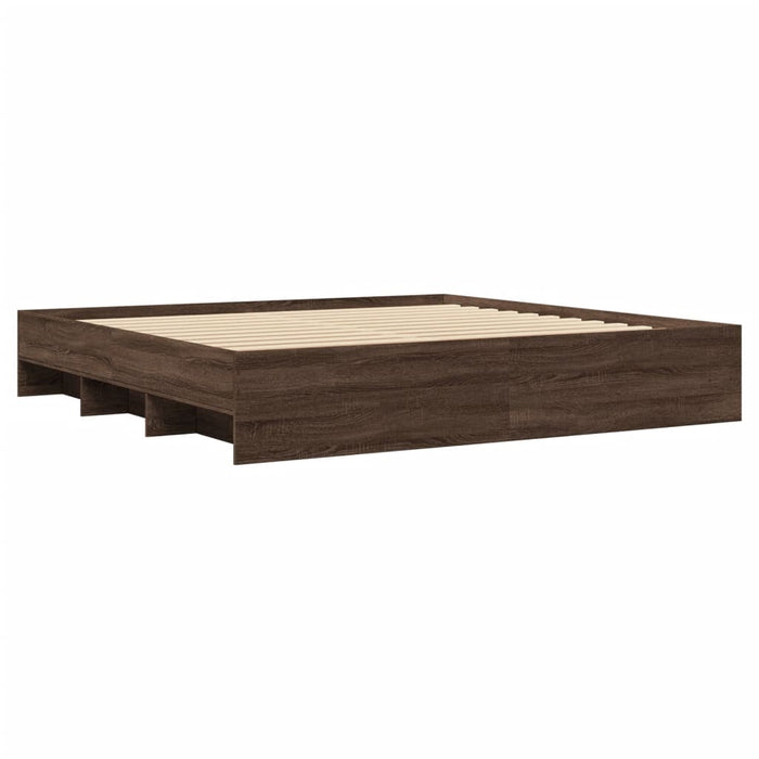 Cadru de pat fără saltea Stejar maro 200x200 cm Lemn prelucrat - WALTI WALTI