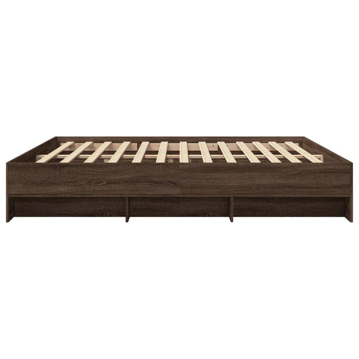 Cadru de pat fără saltea Stejar maro 200x200 cm Lemn prelucrat - WALTI WALTI