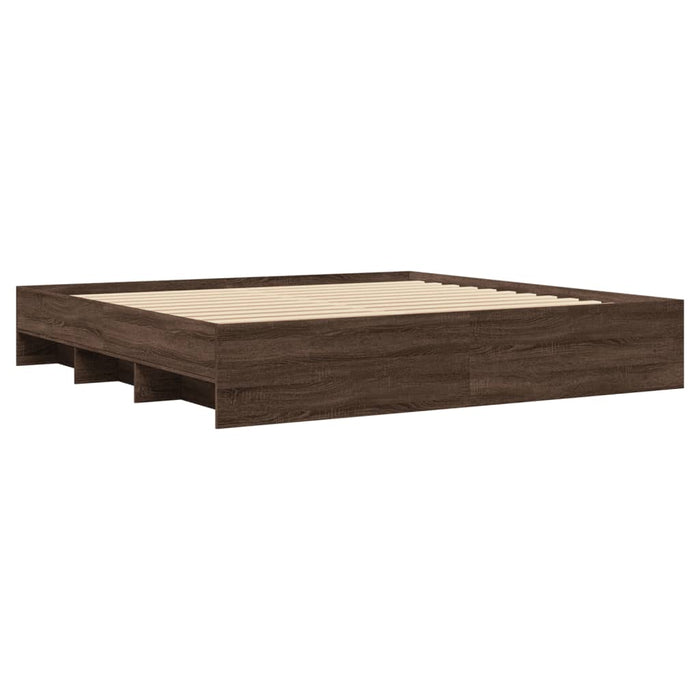 Cadru de pat fără saltea Stejar maro 200x200 cm Lemn prelucrat - WALTI WALTI