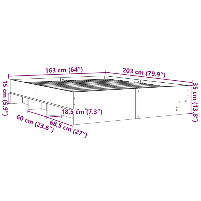 Cadru de pat fără saltea Stejar afumat 160x200cm Lemn prelucrat - WALTI WALTI
