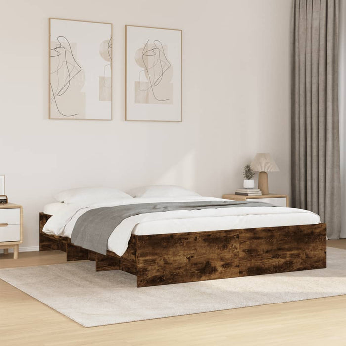 Cadru de pat fără saltea Stejar afumat 160x200cm Lemn prelucrat - WALTI WALTI