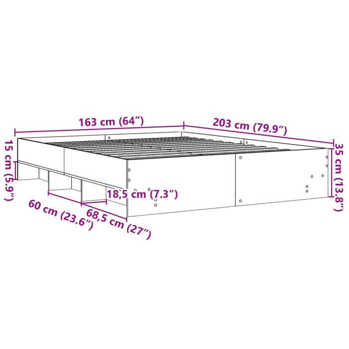 Cadru de pat fără saltea Gri Sonoma 160x200cm lemn prelucrat - WALTI WALTI