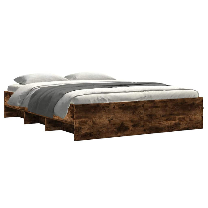 Cadru pat fără saltea stejar fumuriu 150x200 cm lemn prelucrat - WALTI WALTI