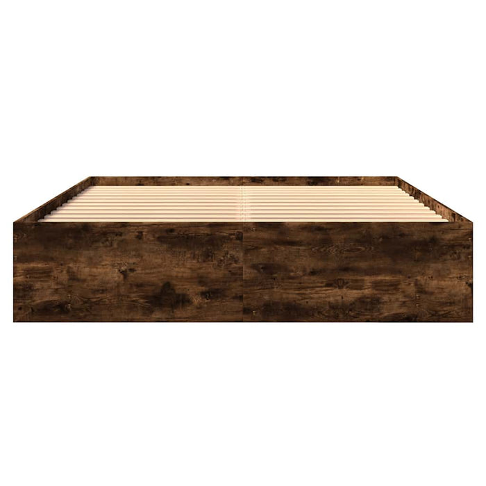 Cadru pat fără saltea stejar fumuriu 150x200 cm lemn prelucrat - WALTI WALTI