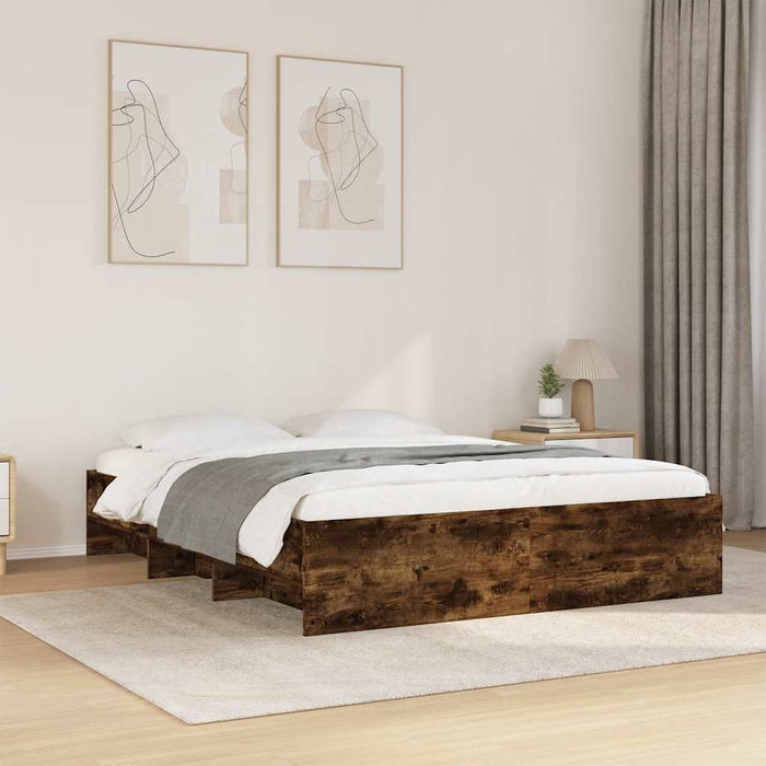 Cadru pat fără saltea stejar fumuriu 150x200 cm lemn prelucrat - WALTI WALTI