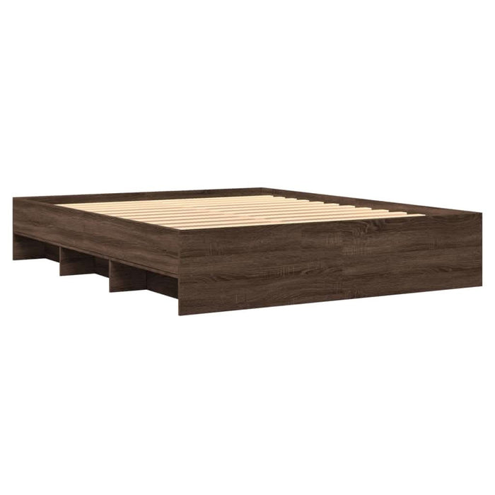 Cadru pat fără saltea stejar maro 150x200 cm lemn prelucrat - WALTI WALTI