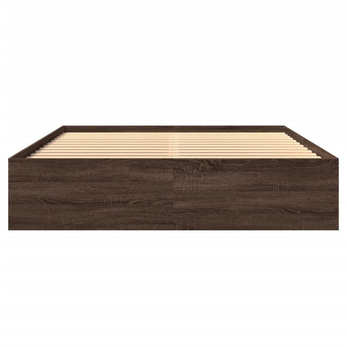 Cadru pat fără saltea stejar maro 150x200 cm lemn prelucrat - WALTI WALTI