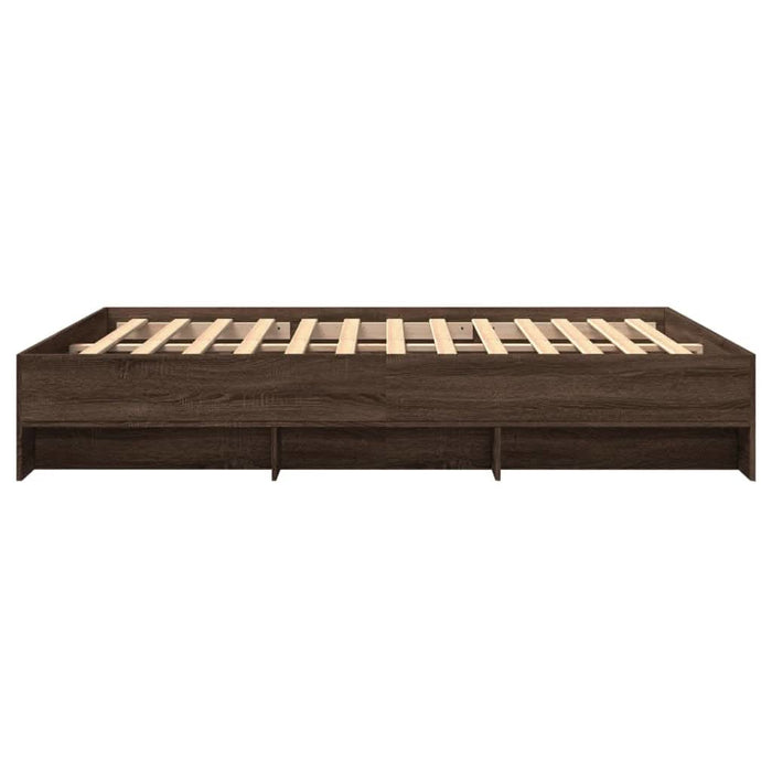Cadru pat fără saltea stejar maro 150x200 cm lemn prelucrat - WALTI WALTI