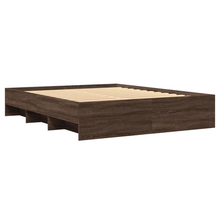Cadru pat fără saltea stejar maro 150x200 cm lemn prelucrat - WALTI WALTI