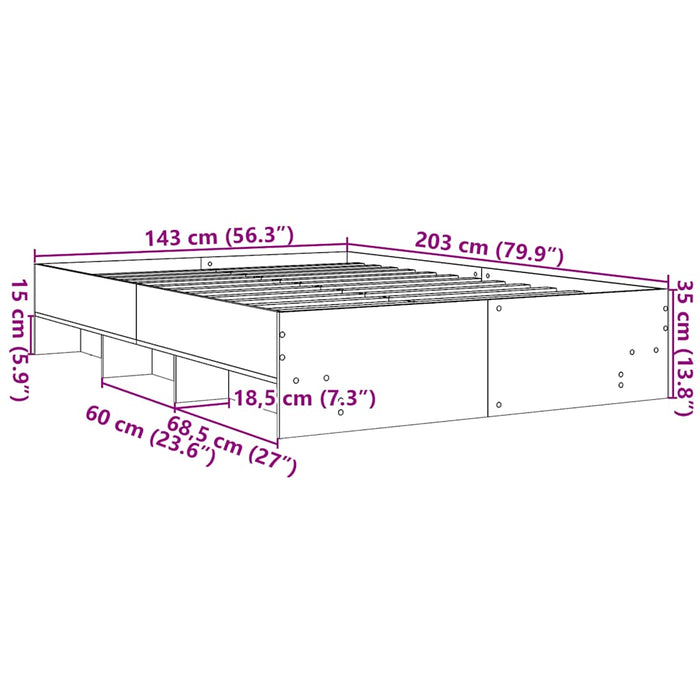 Cadru de pat, gri sonoma, 140x200 cm, lemn prelucrat - WALTI WALTI