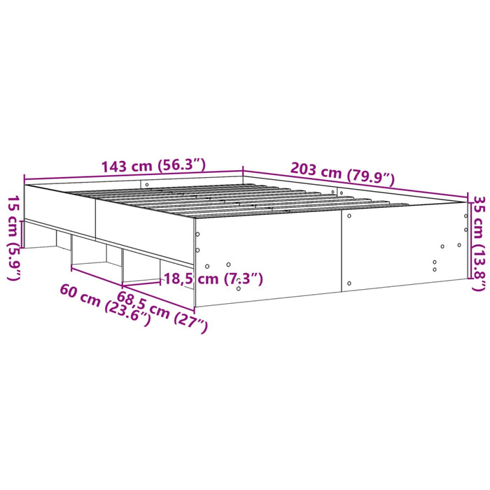 Cadru pat fără saltea stejar maro 140x200 cm lemn prelucrat - WALTI WALTI