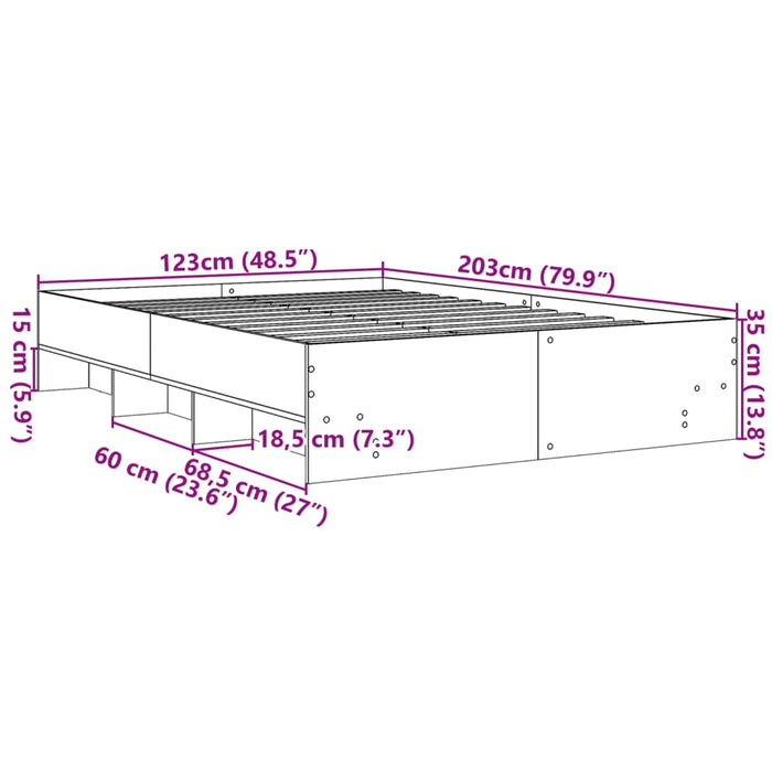 Cadru pat fără saltea stejar sonoma 120x200 cm, lemn prelucrat - WALTI WALTI