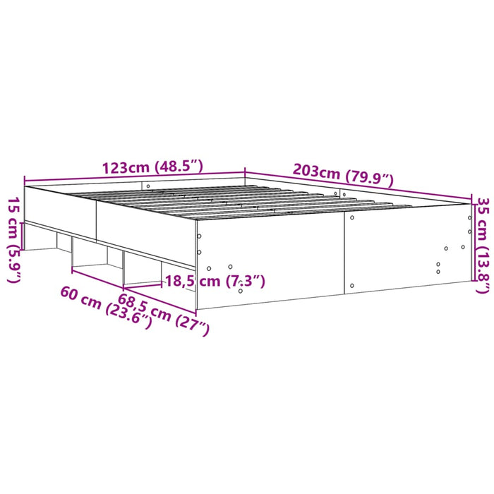 Cadru de pat, gri sonoma, 120x200 cm, lemn prelucrat - WALTI WALTI