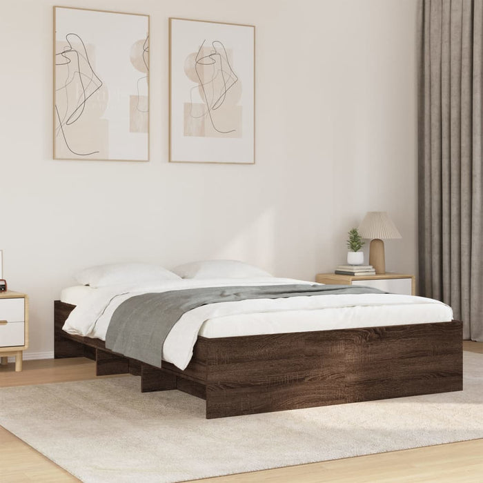 Cadru pat fără saltea stejar maro 120x200 cm, lemn prelucrat - WALTI WALTI