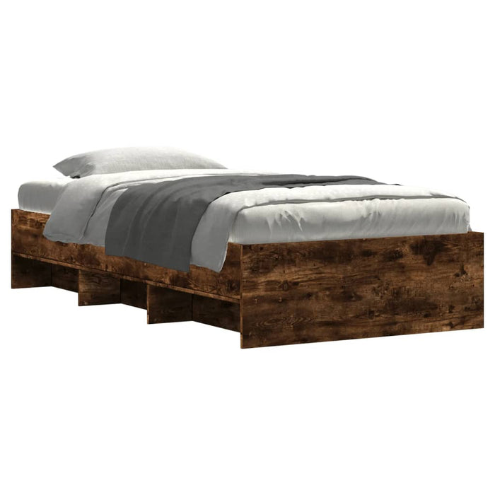 Cadru pat fără saltea stejar fumuriu 100x200 cm lemn prelucrat - WALTI WALTI