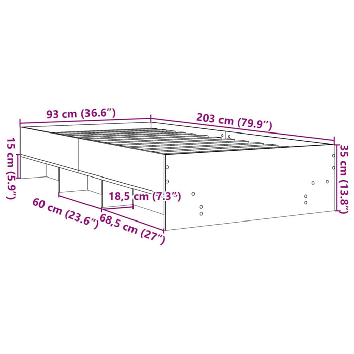 Cadru de pat, gri sonoma, 90x200 cm, lemn prelucrat - WALTI WALTI