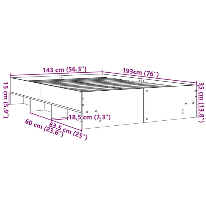Cadru de pat, negru, 140x190 cm, lemn prelucrat - WALTI WALTI