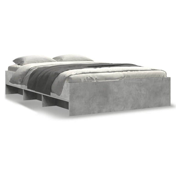 Cadru de pat, gri beton, 135x190 cm, lemn prelucrat - WALTI WALTI