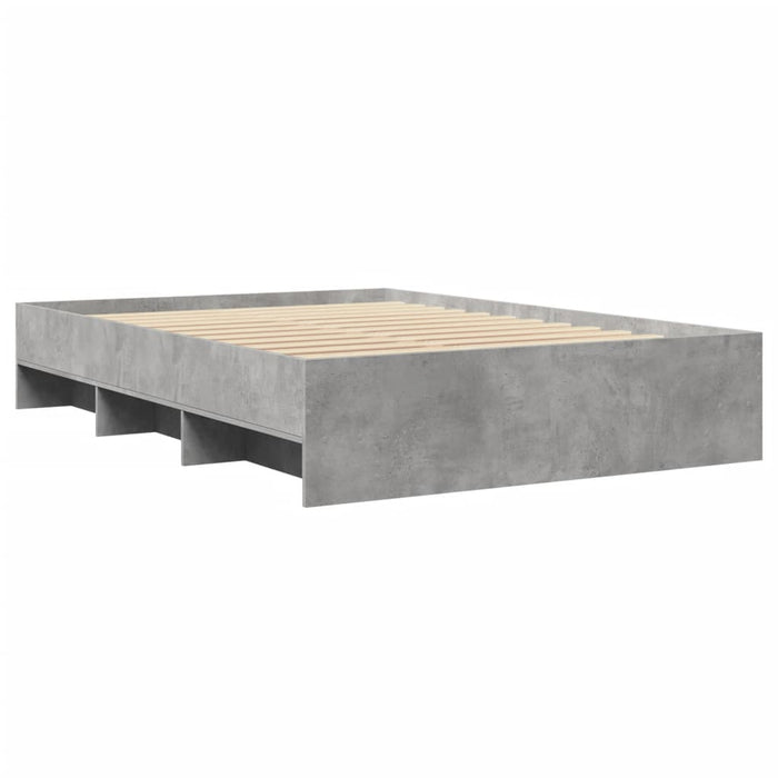 Cadru de pat, gri beton, 135x190 cm, lemn prelucrat - WALTI WALTI