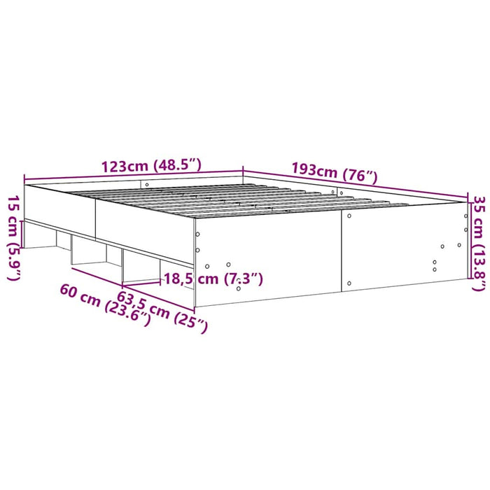 Cadru pat fără saltea stejar fumuriu 120x190 cm, lemn prelucrat - WALTI WALTI