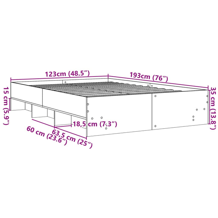 Cadru de pat, gri sonoma, 120x190 cm, lemn prelucrat - WALTI WALTI