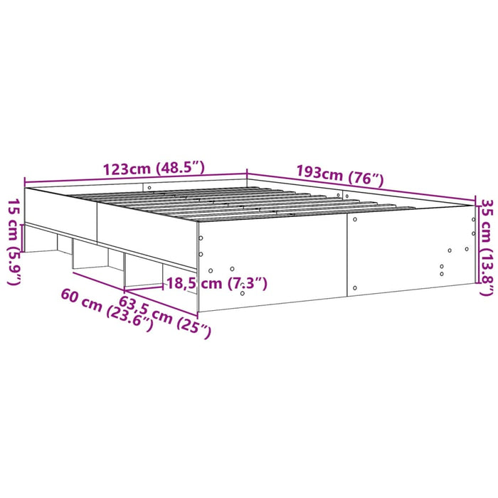 Cadru pat fără saltea stejar maro 120x190 cm, lemn prelucrat - WALTI WALTI