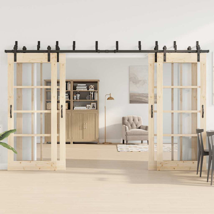Set feronerie pentru uși glisante, negru, 366 cm, oțel WALTI