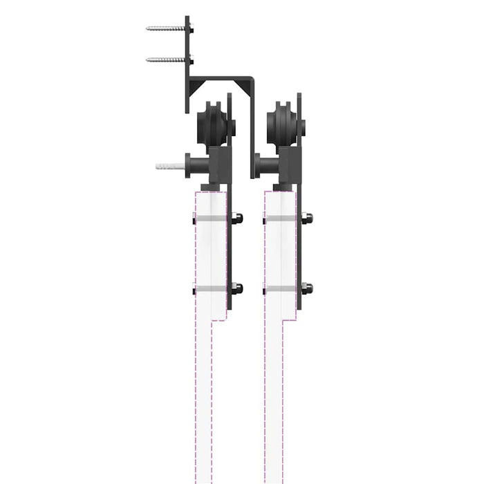 Set feronerie pentru uși glisante, negru, 366 cm, oțel WALTI