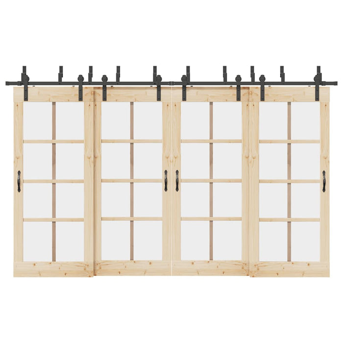 Set feronerie pentru uși glisante, negru, 366 cm, oțel WALTI