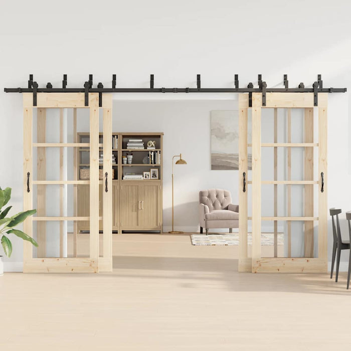 Set feronerie pentru uși glisante, negru, 400 cm, oțel WALTI