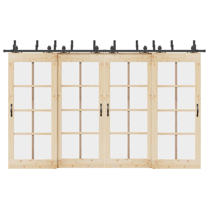 Set feronerie pentru uși glisante, negru, 366 cm, oțel WALTI