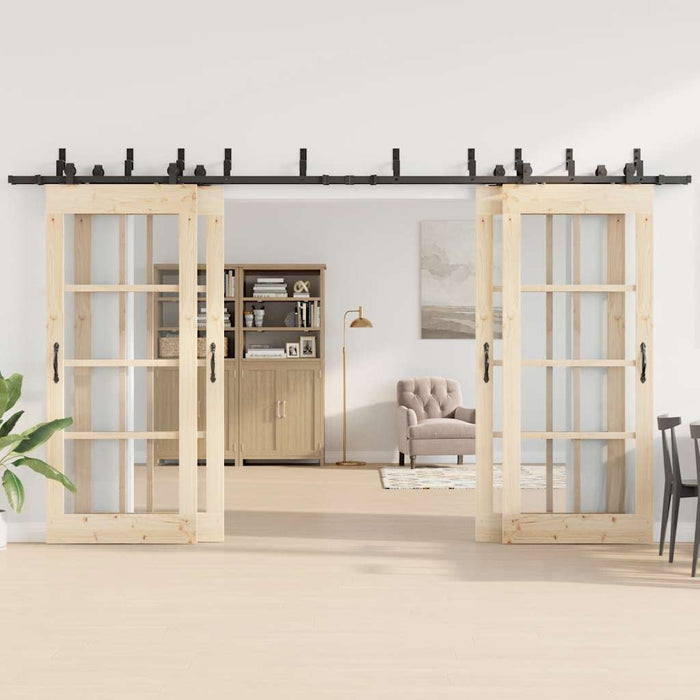 Set feronerie pentru uși glisante, negru, 400 cm, oțel WALTI