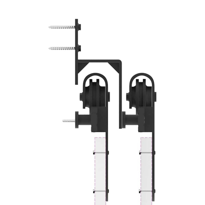 Set feronerie pentru uși glisante, negru, 366 cm, oțel WALTI
