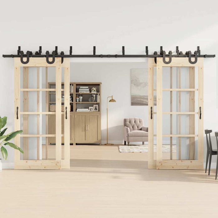 Set feronerie pentru uși glisante, negru, 400 cm, oțel WALTI