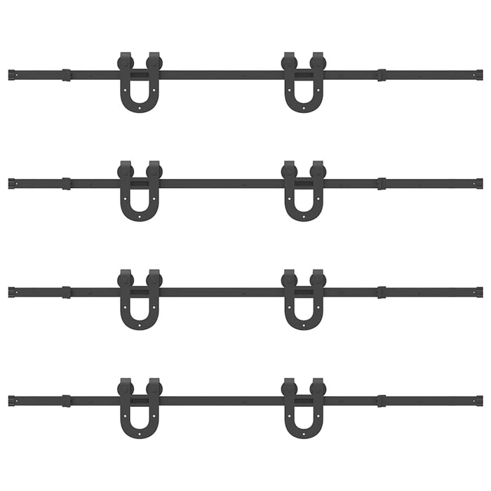 Set feronerie pentru uși glisante, negru, 400 cm, oțel WALTI