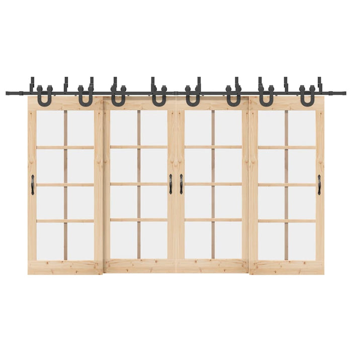 Set feronerie pentru uși glisante, negru, 400 cm, oțel WALTI