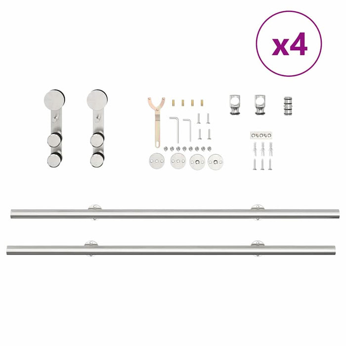 Set piese pentru ușă glisantă, argintiu, 200 cm oțel inoxidabil - WALTI WALTI