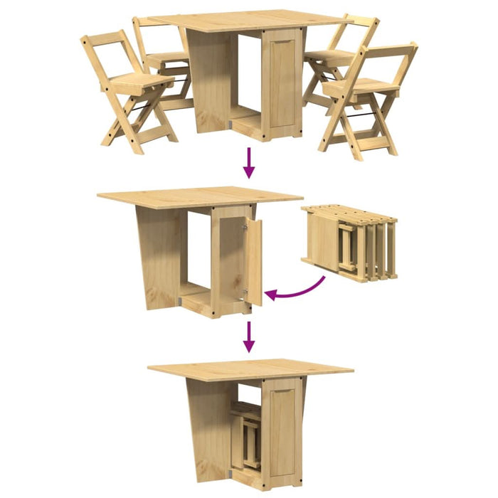 Set mobilier tip fluture Corona, pliabil 5 piese maro lemn pin - WALTI WALTI
