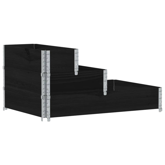 Strat înălțat cu 3 niveluri, negru, 120x80 cm, lemn masiv pin - WALTI WALTI