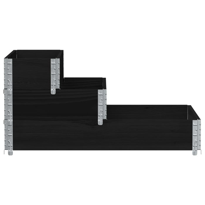 Strat înălțat cu 3 niveluri, negru, 120x80 cm, lemn masiv pin - WALTI WALTI