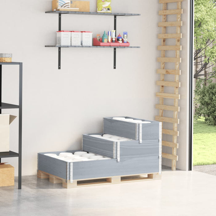 Strat înălțat cu 3 niveluri, gri, 120x80 cm, lemn masiv pin - WALTI WALTI