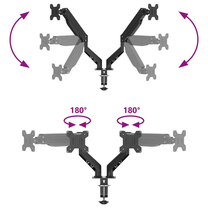 Braț monitor dublu pentru ecran max. 27 inci VESA 75/100mm 20kg - WALTI WALTI