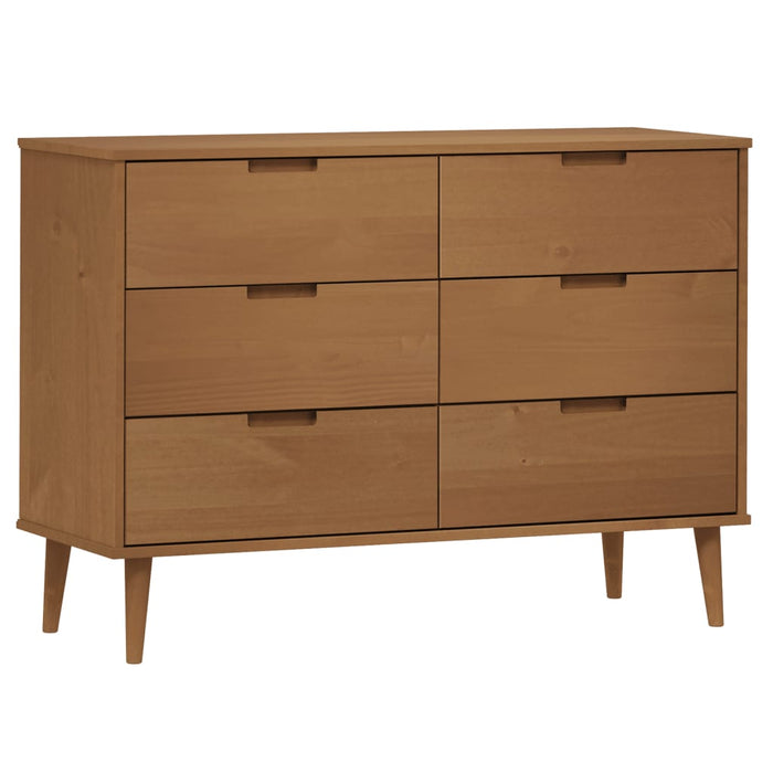 Dulap cu sertare „MOLDE”, maro, 113x40x80 cm, lemn masiv de pin - WALTI WALTI