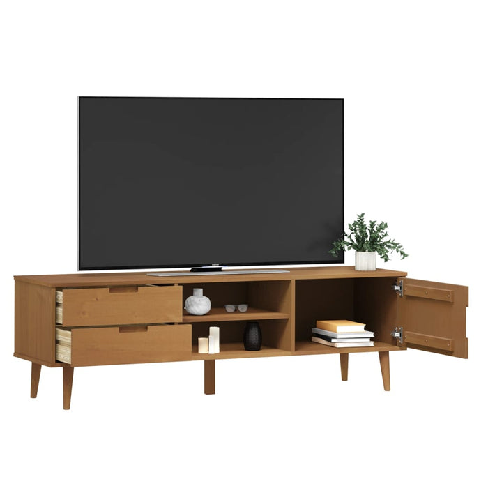 Dulap TV „MOLDE” maro, 158x40x49 cm, lemn masiv de pin - WALTI WALTI