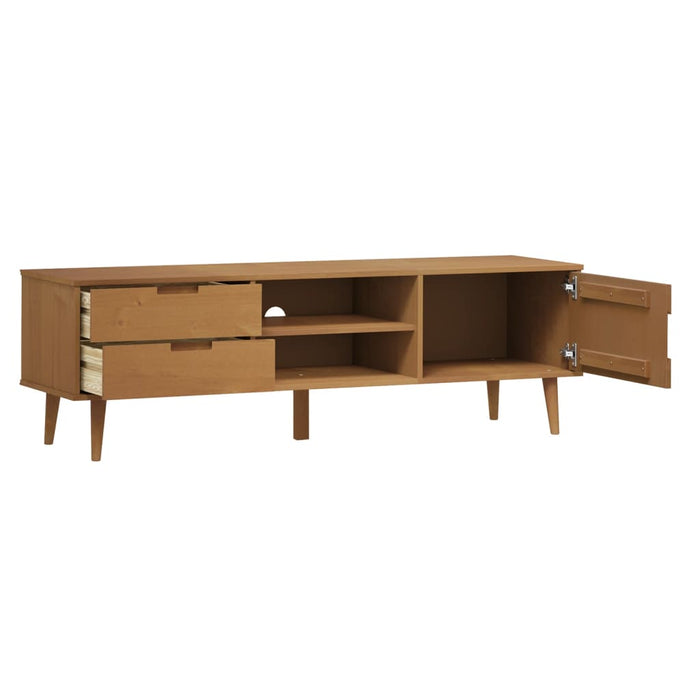 Dulap TV „MOLDE” maro, 158x40x49 cm, lemn masiv de pin - WALTI WALTI