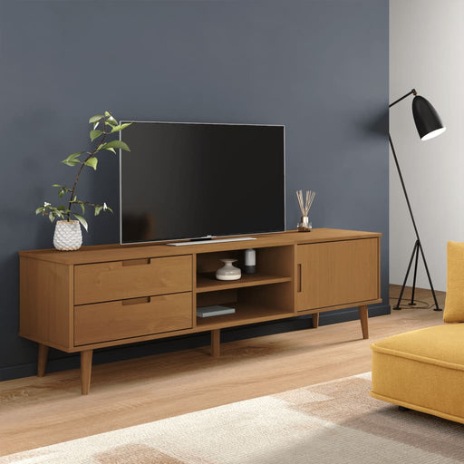 Dulap TV „MOLDE” maro, 158x40x49 cm, lemn masiv de pin - WALTI WALTI